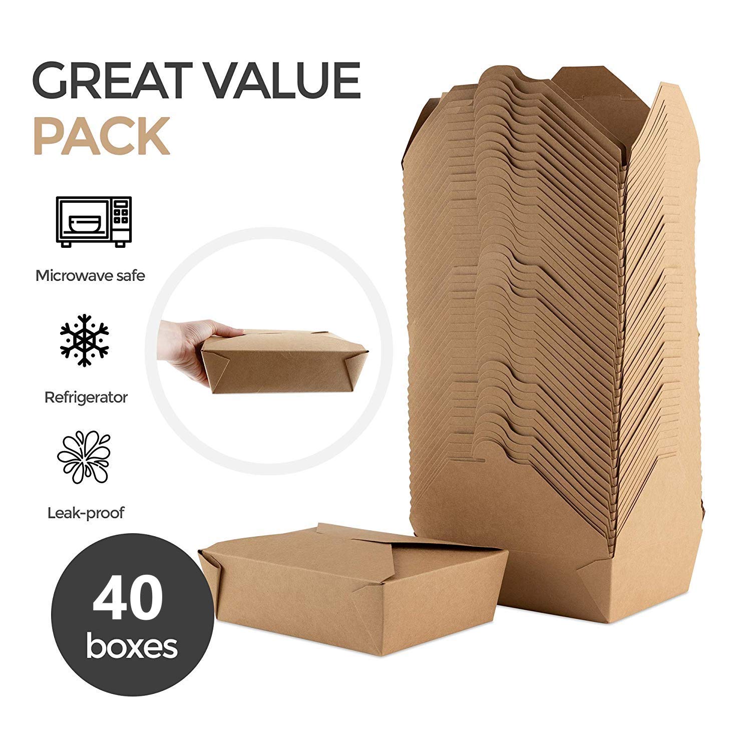Foto 3 pulgar | Cajas Para Llevar Stock Your Home Kraft Brown  2 1 L (paquete De 40) - Venta Internacional.