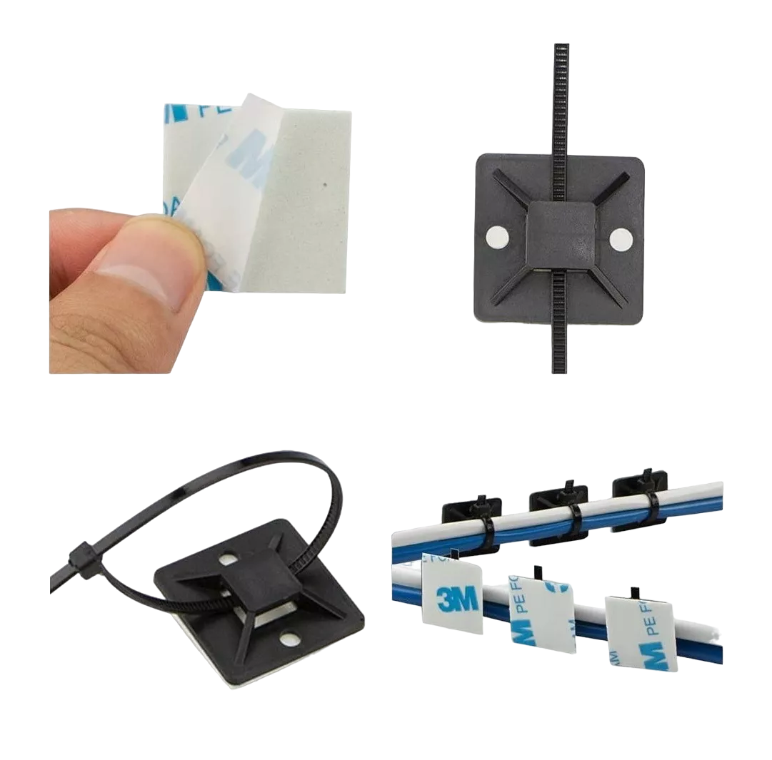 Foto 5 pulgar | Bases Adherible Negro/blanco Para Cincho 20mm Bolsa 500pzas