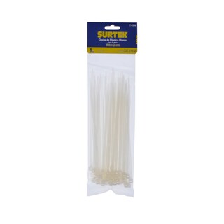 Foto 1 | Cinchos de Plástico Surtek 114206 Blanco con Seguro 160x4.8 mm 50 Piezas