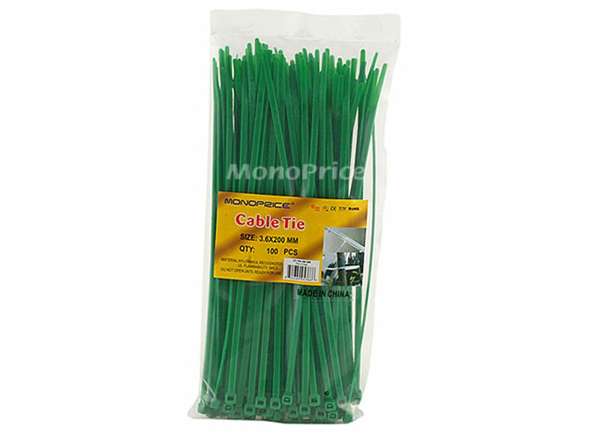Foto 3 pulgar | Venta Internacional - Brida para Cables Monoprice Nailon Verde 20 cm 100 Unidades