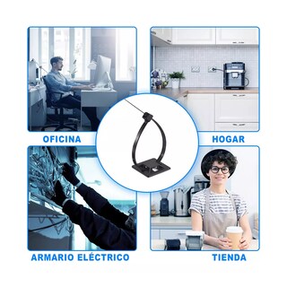 Foto 2 | Set Cinchos de Plastico Bases Adhesibles y Tornillos Negro 100 Piezas