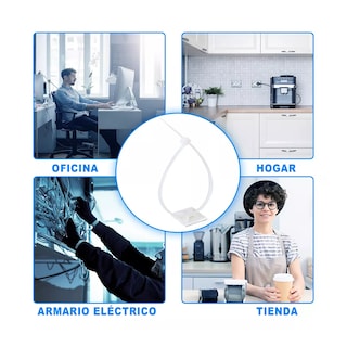 Foto 3 | Set Cinchos de Plastico Bases Adhesibles y Tornillos Blanco 100 Piezas