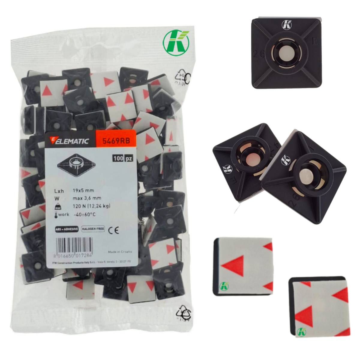 Base Negra Italiana Para Cincho 19x19mm Elematic Exterior $366