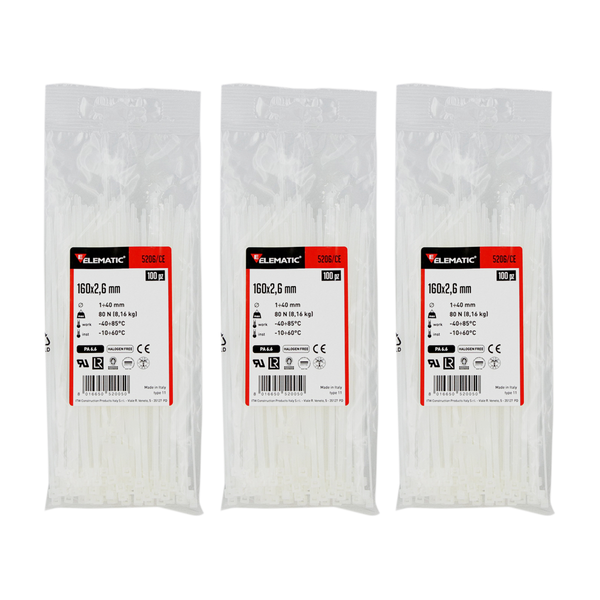 Cinchos Italiano Blanco Natural 160x2.6mm Elematic Interior 300pz