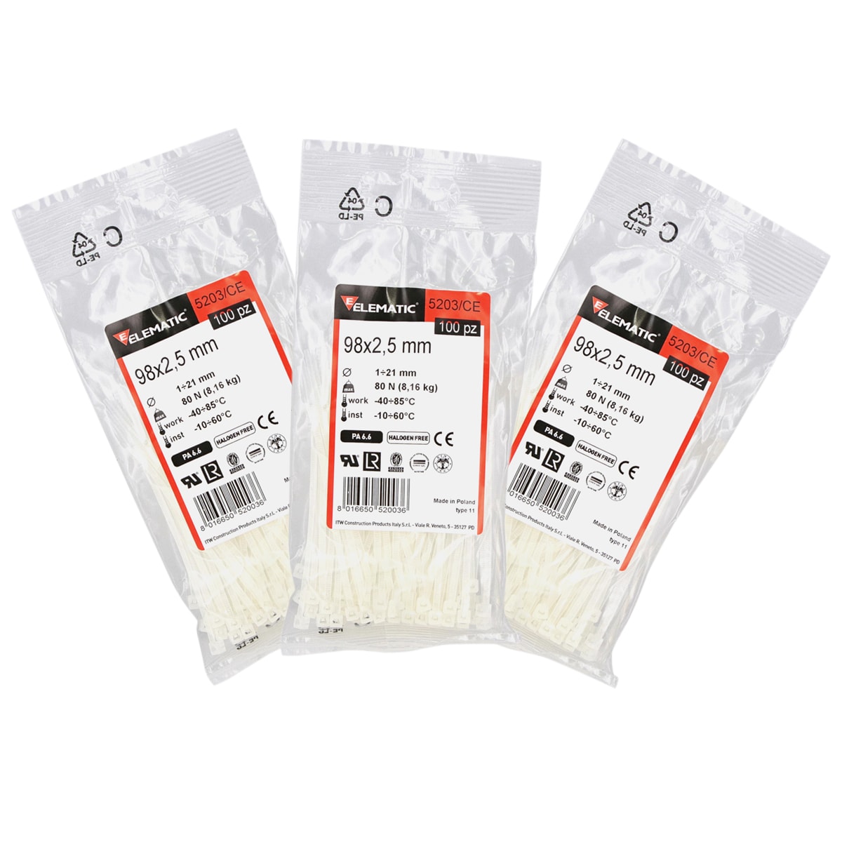 Cincho Italiano Blanco Natural 98x2.5mm Elematic Interior 300pz $297