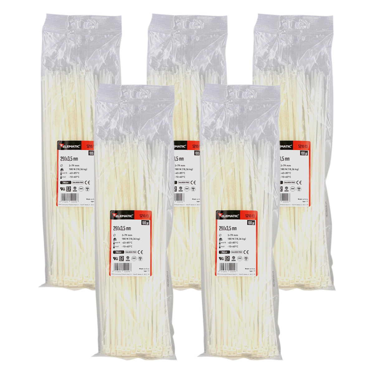 Foto 2 pulgar | Cinchos Italiano Blanco Natural 290x3.5mm Elematic Interior 500pz