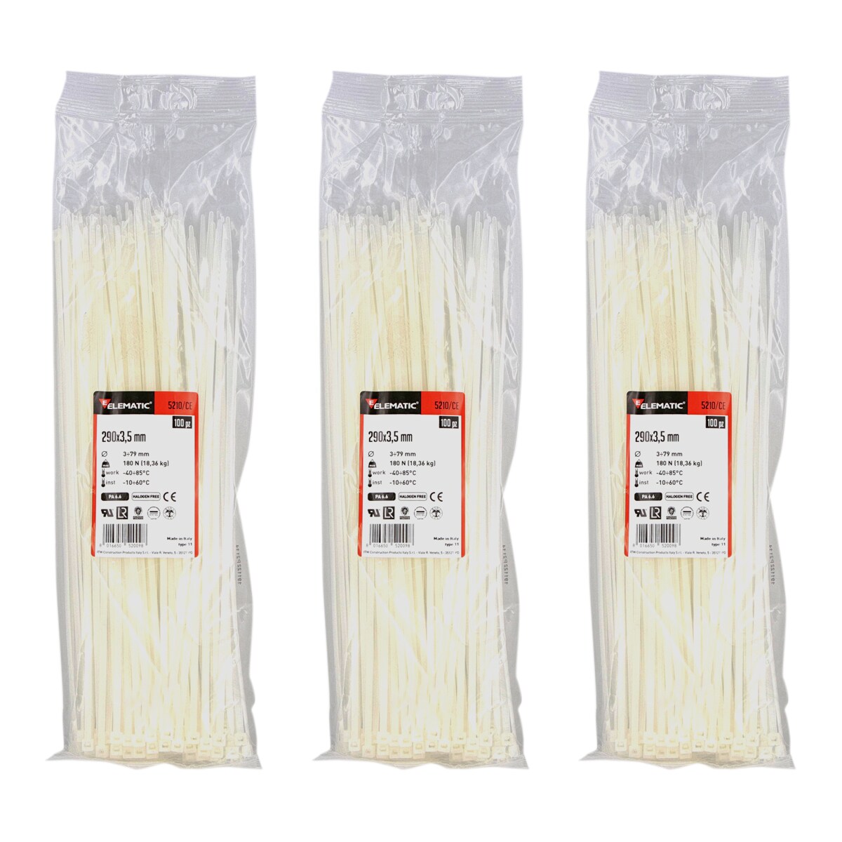 Cinchos Italiano Blanco Natural 290x3.5mm Elematic Interior 300pz $579