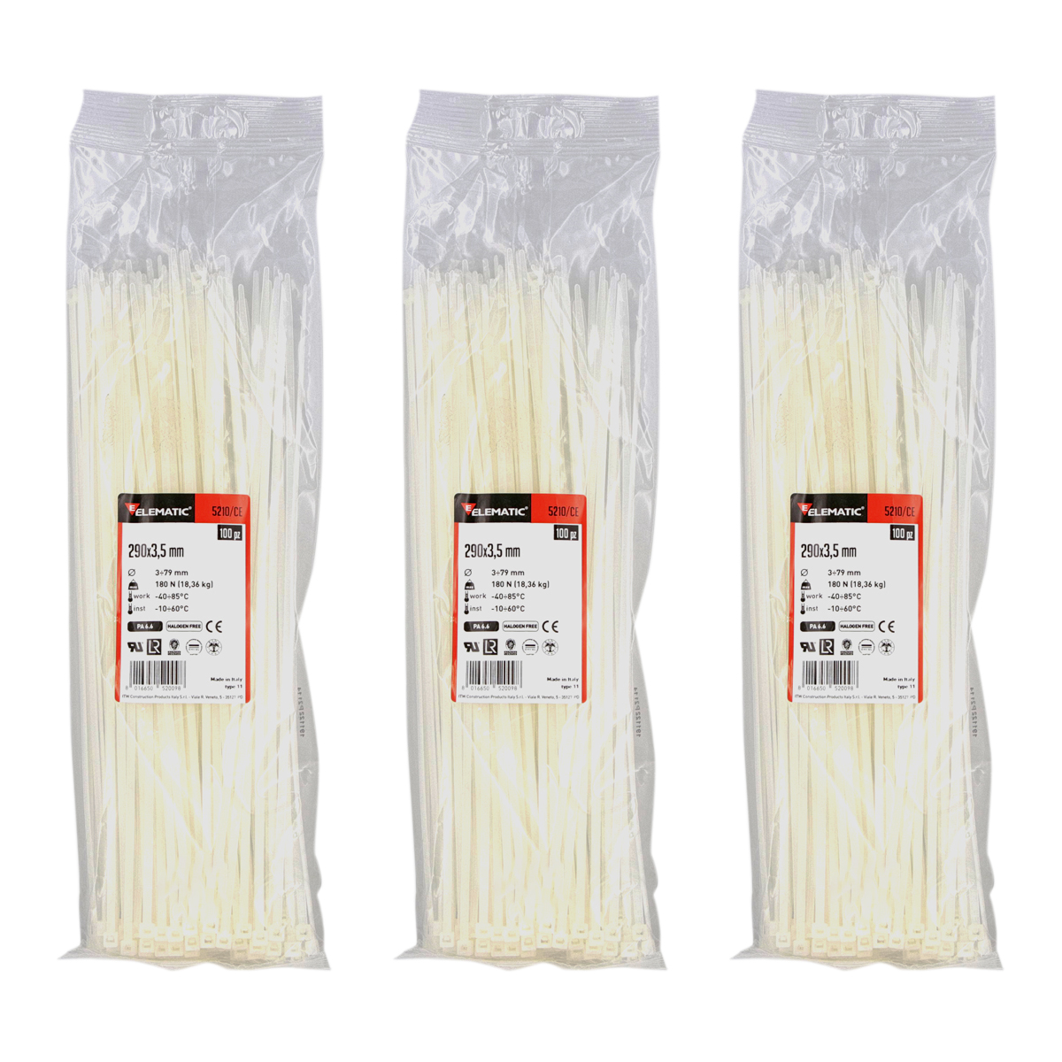 Cinchos Italiano Blanco Natural 290x3.5mm Elematic Interior 300pz