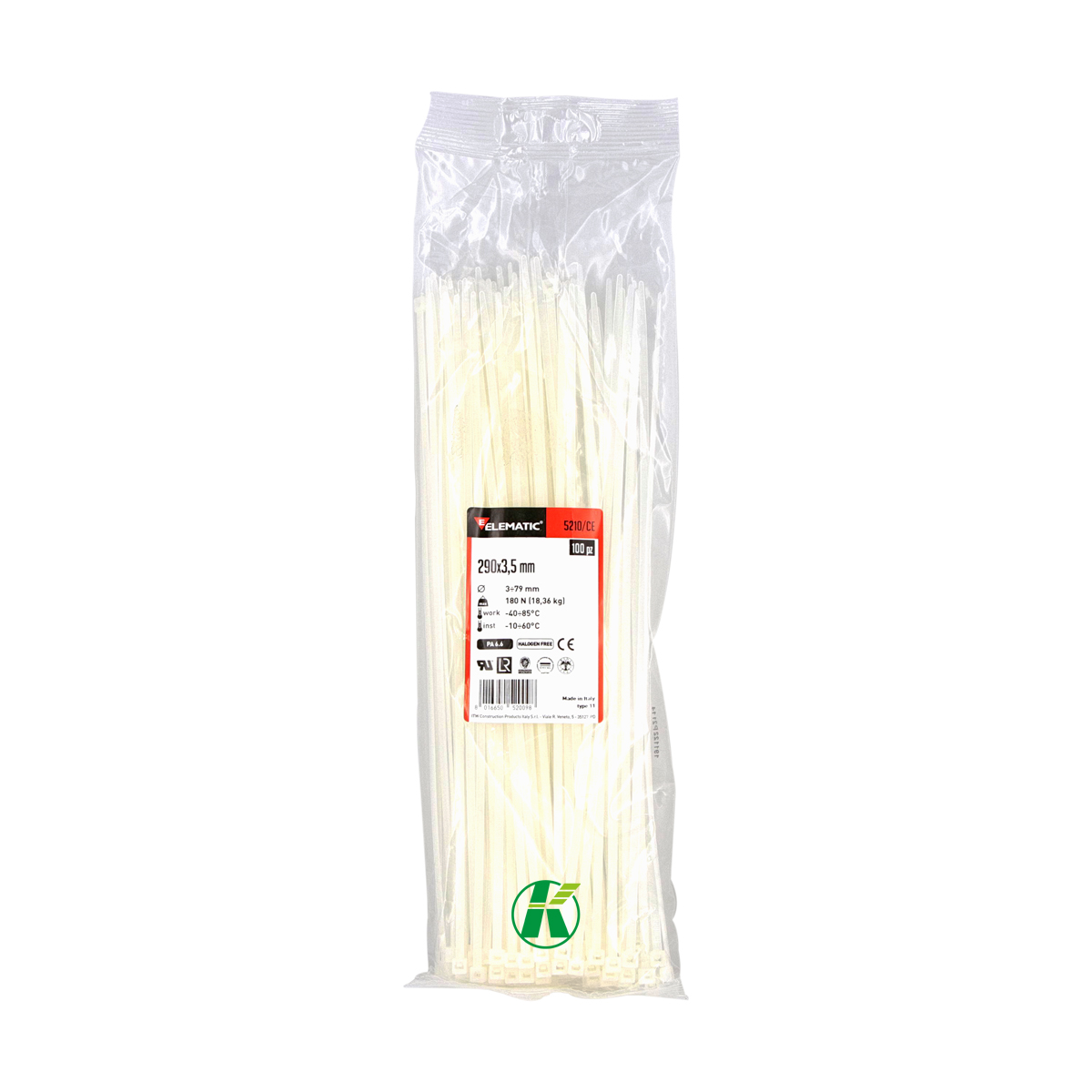Foto 3 pulgar | Cinchos Italiano Blanco Natural 290x3.5mm Elematic Interior 300pz