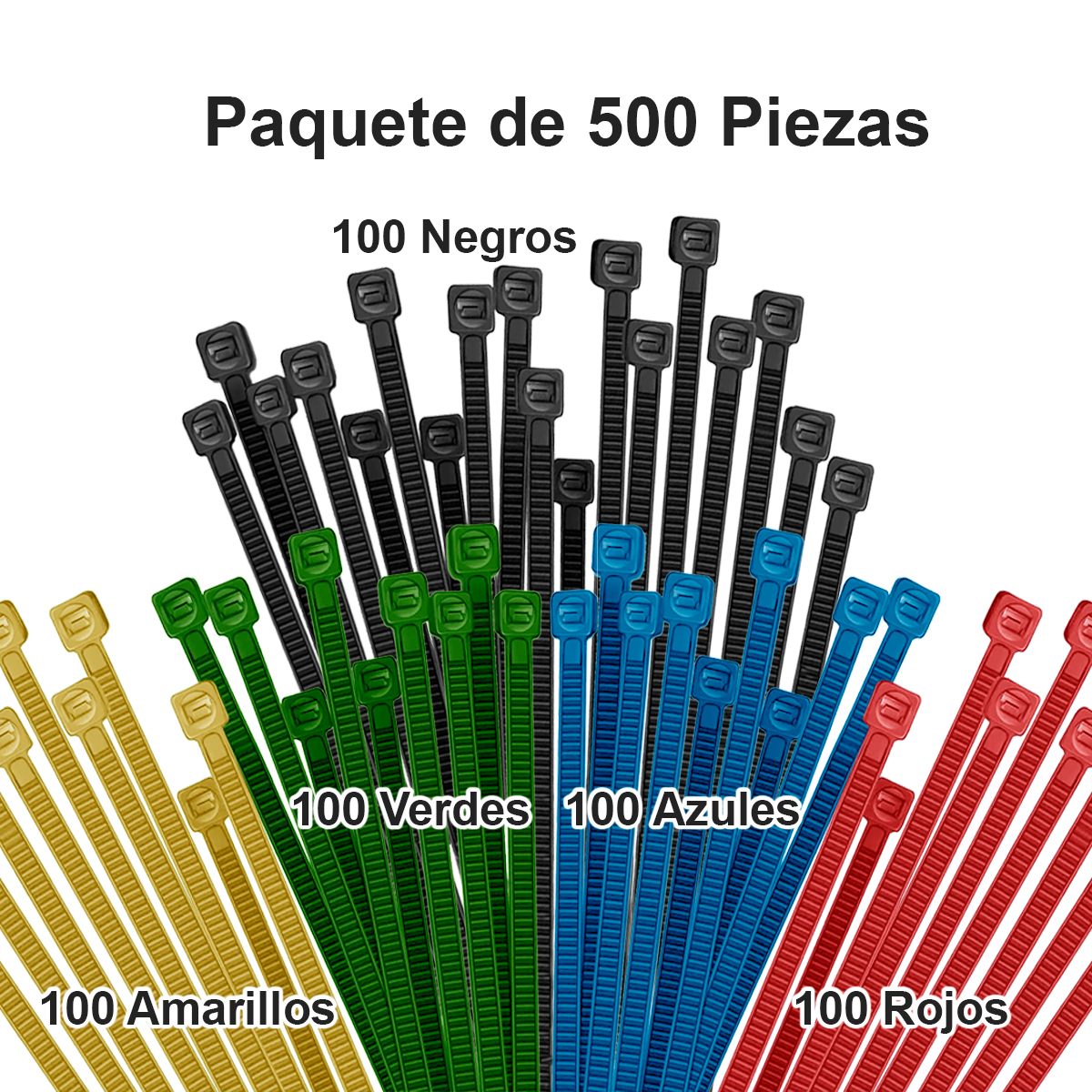 Foto 4 pulgar | Cinchos Plastico 5 Colores 500pz 20cmx2.5mm Alta Resistencia