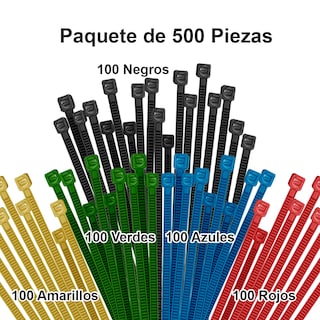 Foto 3 | Cinchos Plastico 5 Colores 500pz 20cmx2.5mm Alta Resistencia