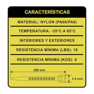 Foto 4 | Cinchos Plastico 2 Colores 500pz 20cmx2.5mm Alta Resistencia