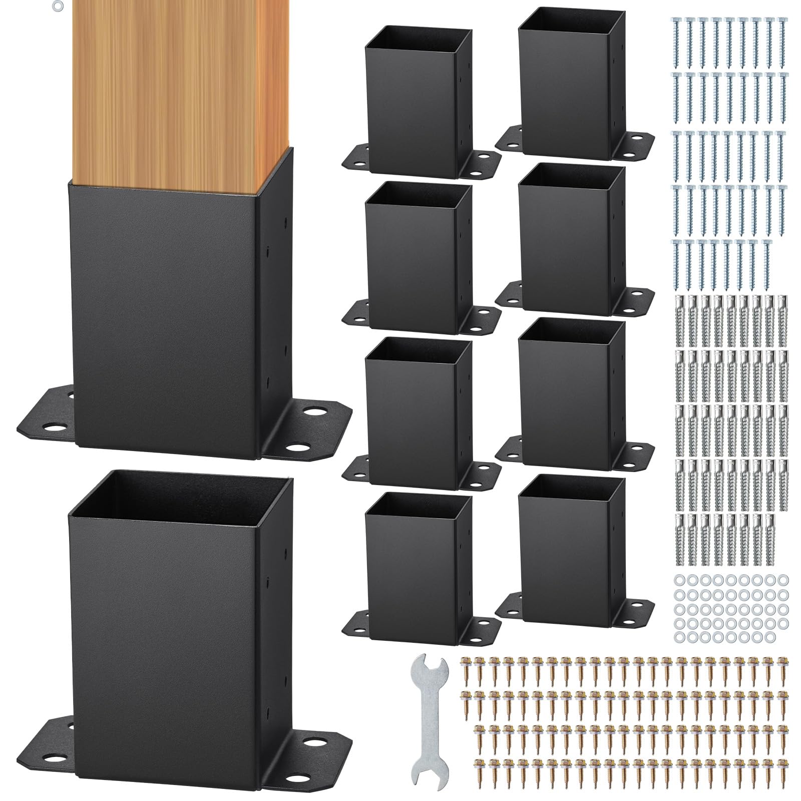 Soportes Para Postes Vevor 4x4, 10 Unidades, Interiores, 3.6 X 3.6 Pulgadas, Negros - Venta Internacional. $2,463