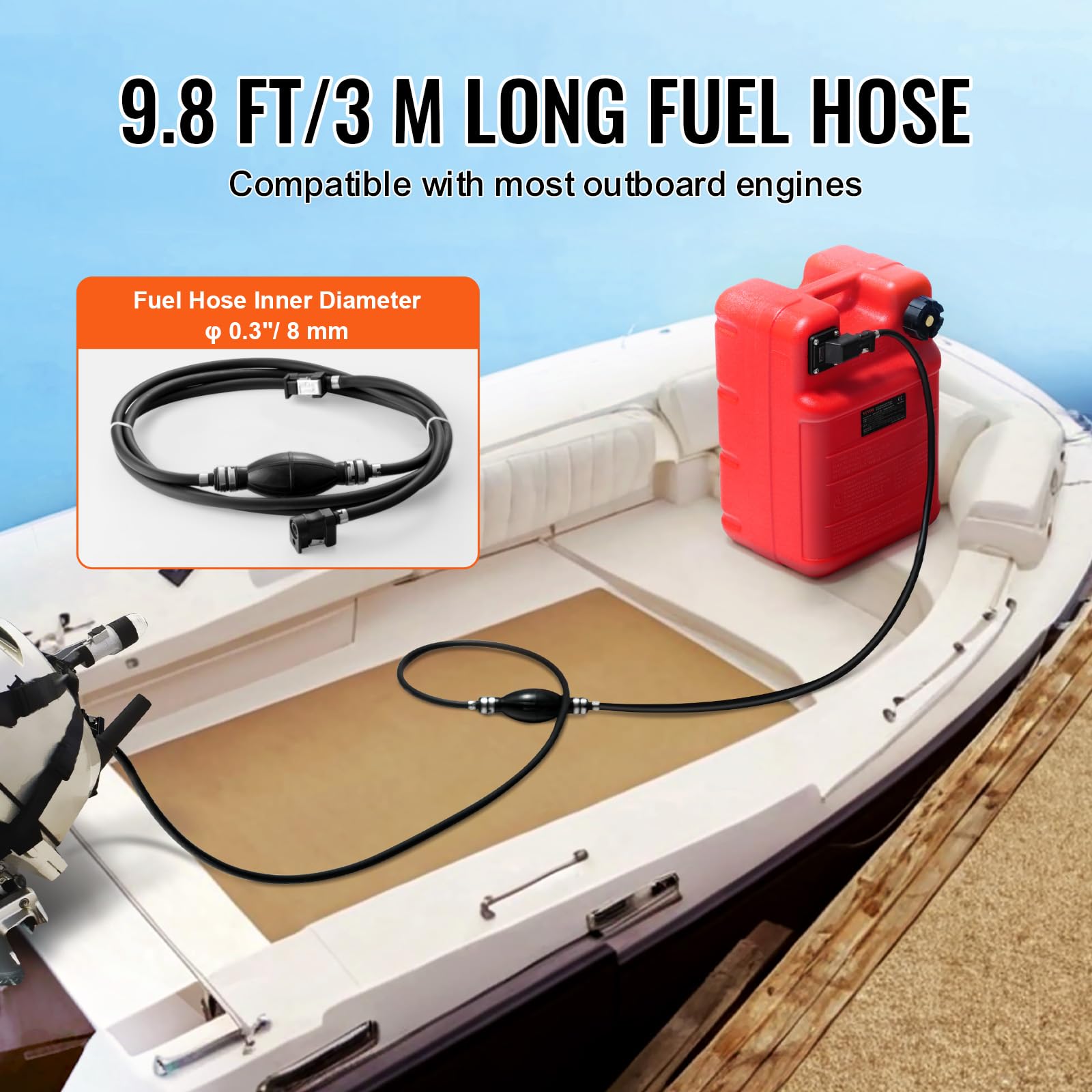 Foto 4 pulgar | Tanque Marino Vevor Portátil De 24 Litros Con Manguera De 9,8 Pies Para Motor Fuera De Borda - Venta Internacional.