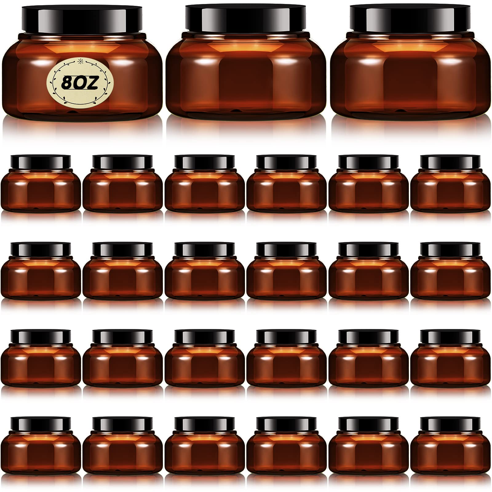 Frascos De Plástico Tessco De 8 Onzas Con Tapas Y Etiquetas, Paquete De 24, Color Marrón - Venta Internacional.