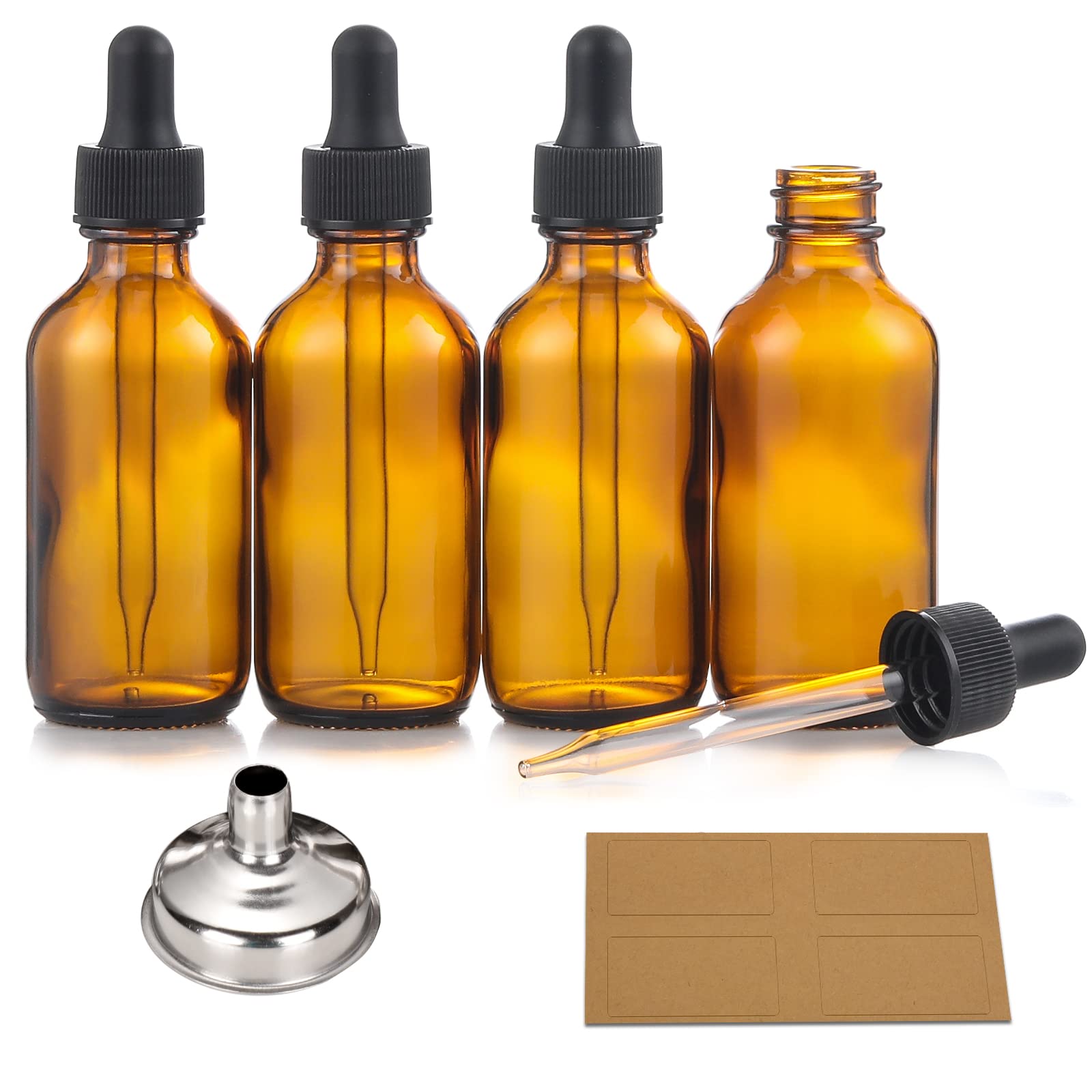 Frascos Cuentagotas Aozita De Vidrio Ámbar Oscuro De 60 Ml De Grosor, Paquete De 4 - Venta Internacional.