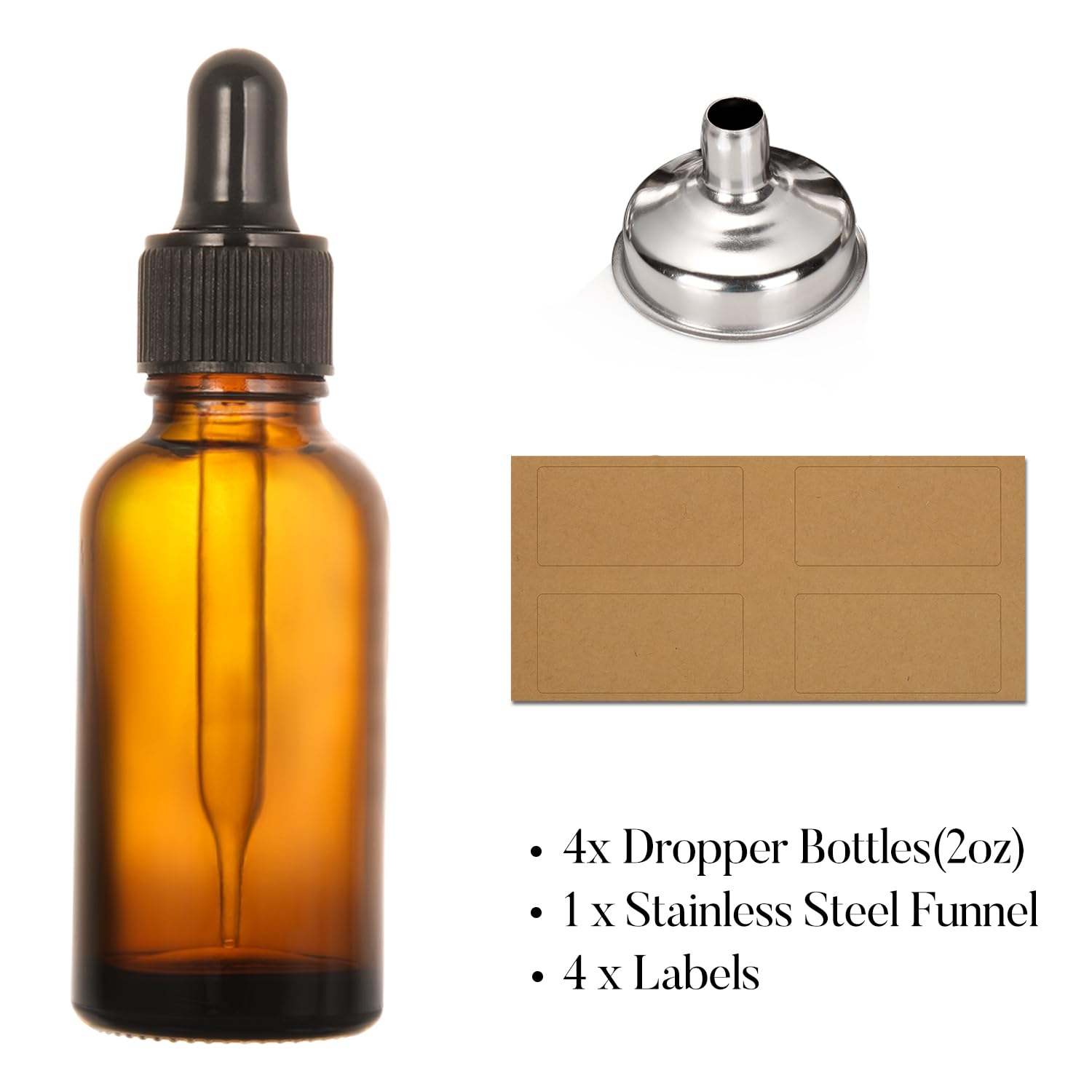 Foto 3 pulgar | Frascos Cuentagotas Aozita De Vidrio Ámbar Oscuro De 60 Ml De Grosor, Paquete De 4 - Venta Internacional.