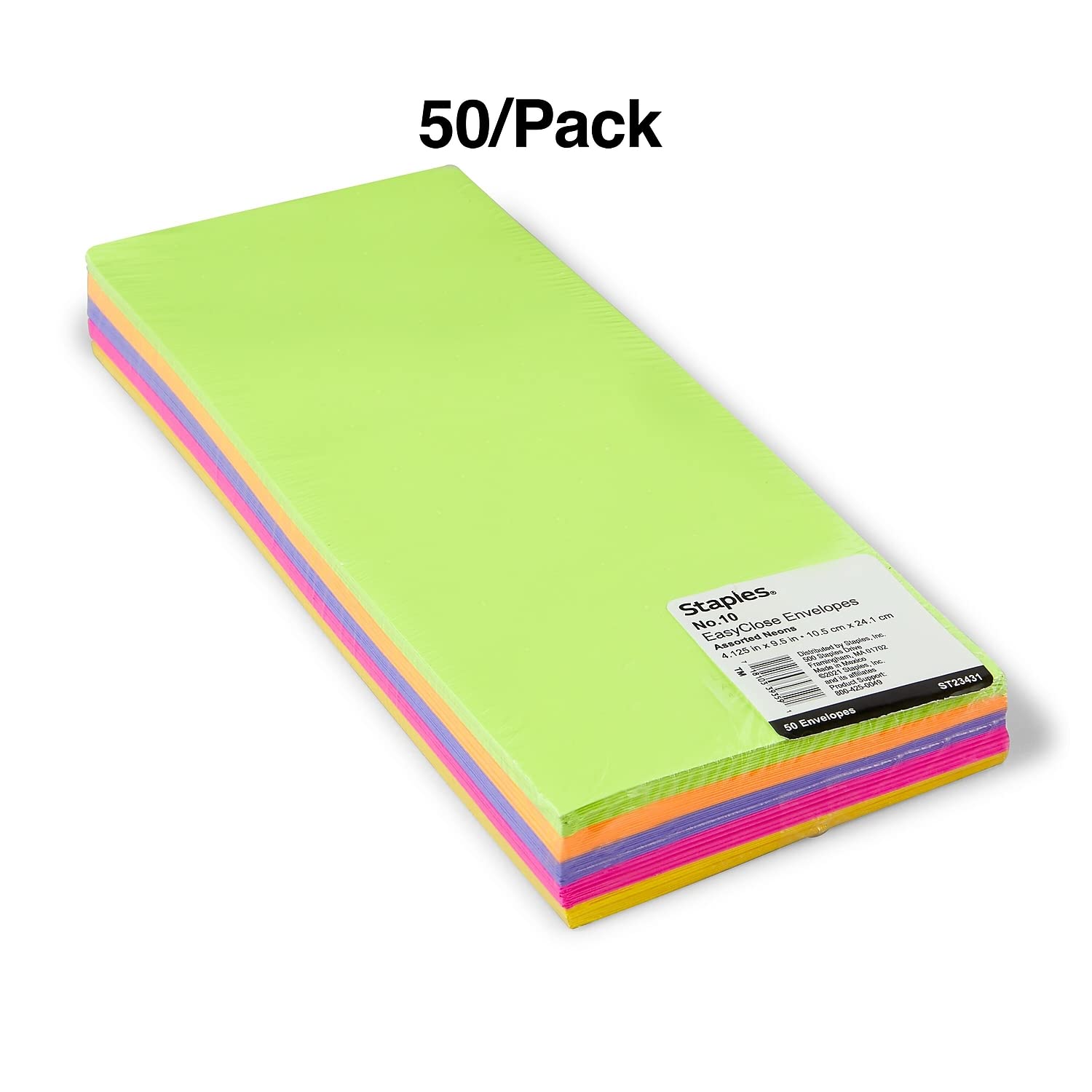 Foto 4 | Envelope Staples 122725 Easyclose, Color Neón #10, 50 Unidades - Venta Internacional.