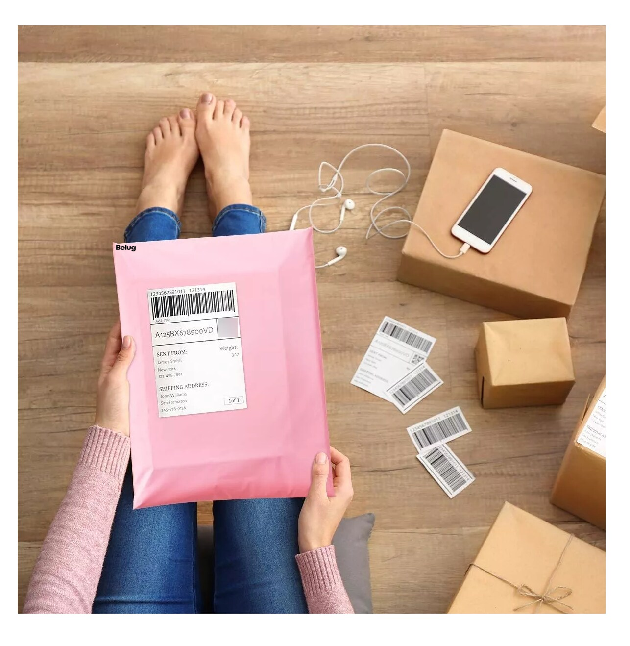 Foto 5 pulgar | 100 Bolsas Sobres De Plástico Para Envíos Paquetería 25*35 Cm Belug,  Rosa