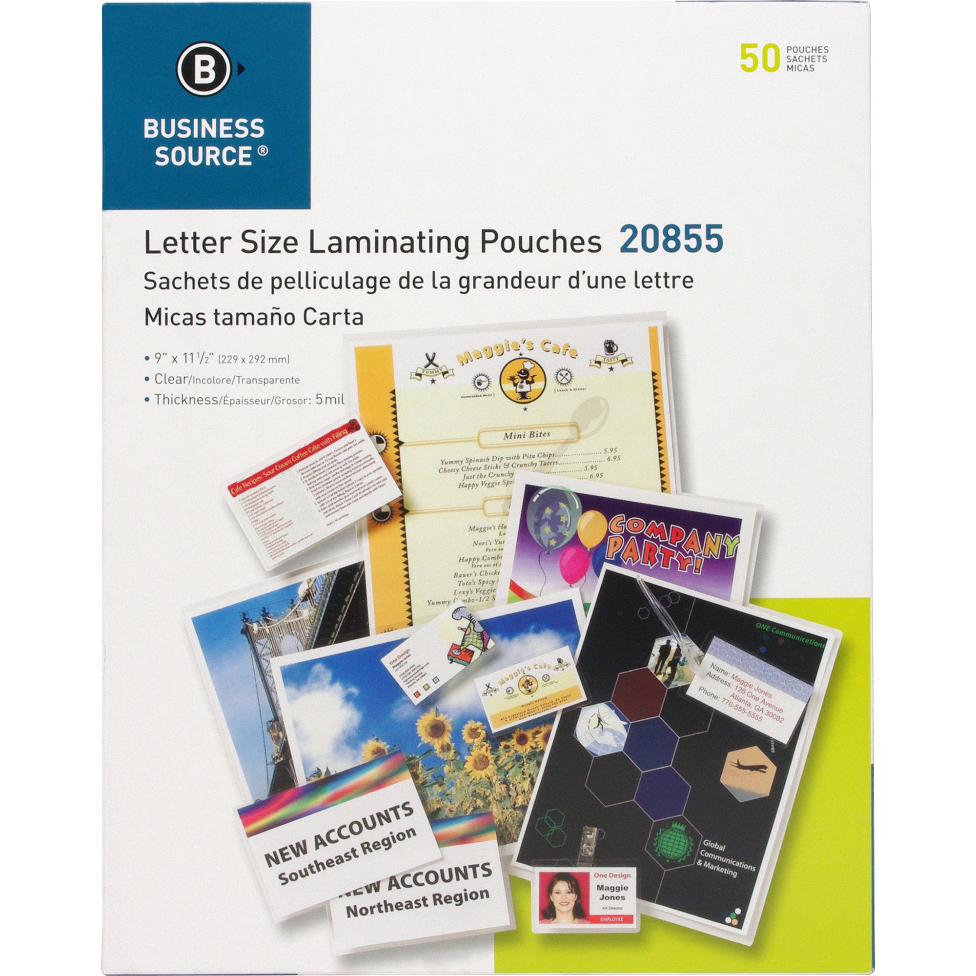 Bolsas Laminadoras Business Source, 5 Mil, Transparentes, 50/caja - Venta Internacional.