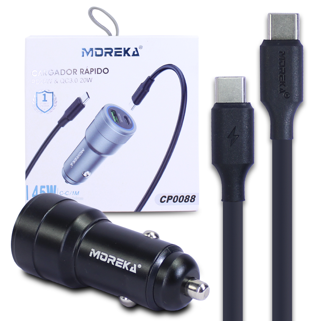 Turbo Cargador Para Auto 1hora Usb/tipo C Mas Cable Tipo C