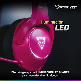 Foto 6 | Audífonos Gamer Ocelot Gaming Ogeh03 color Rosa Tipo Diadema con Micrófono con Iluminación Blanca