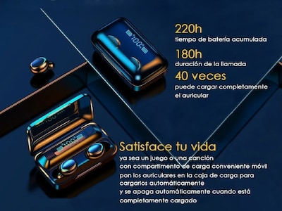 Foto 3 | Audífonos Inalámbricos Malubero color Azul con Bluetooth 5.0 Táctil más Led