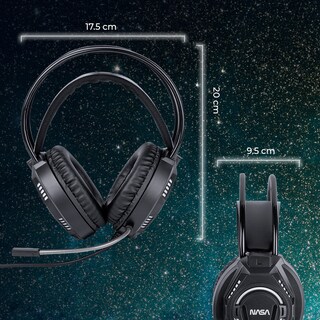 Foto 3 | Audífonos Gamer NASA NS_HSG05 RGB Edición con Micrófono Flexible Ajuste Ergonómico Control de Volumen Conex