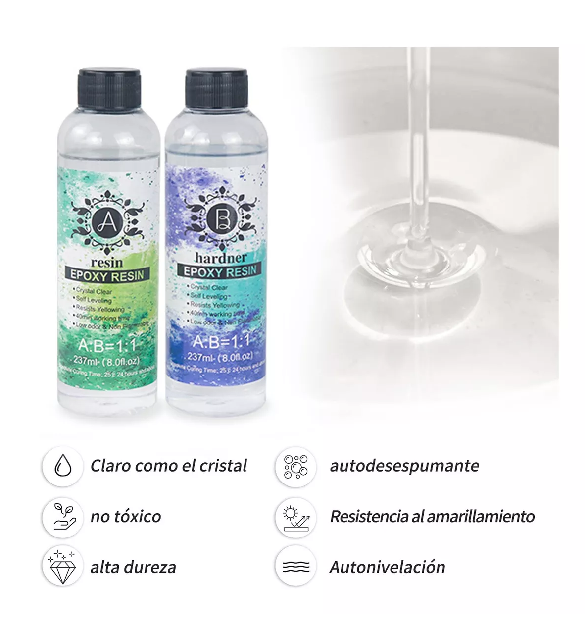 Foto 5 pulgar | Kit de Resina Epoxy para Artesanías Y Bricolaje Relación 1:1