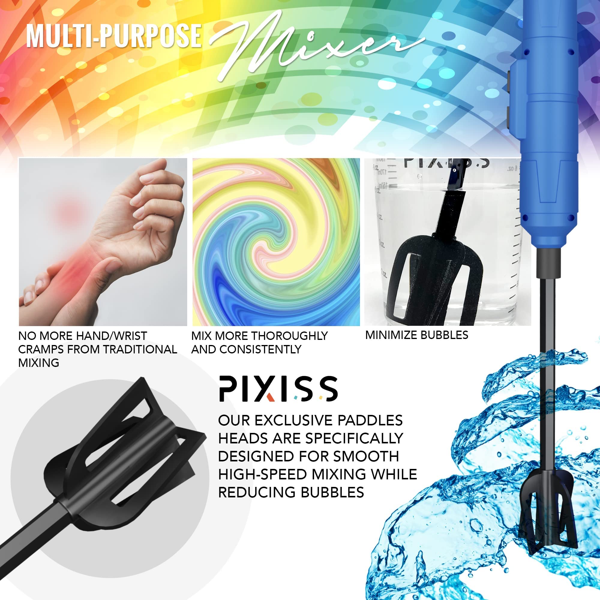 Foto 4 pulgar | Mezclador De Resina Epoxi Pixiss Recargable Con 3 Paletas - Venta Internacional.
