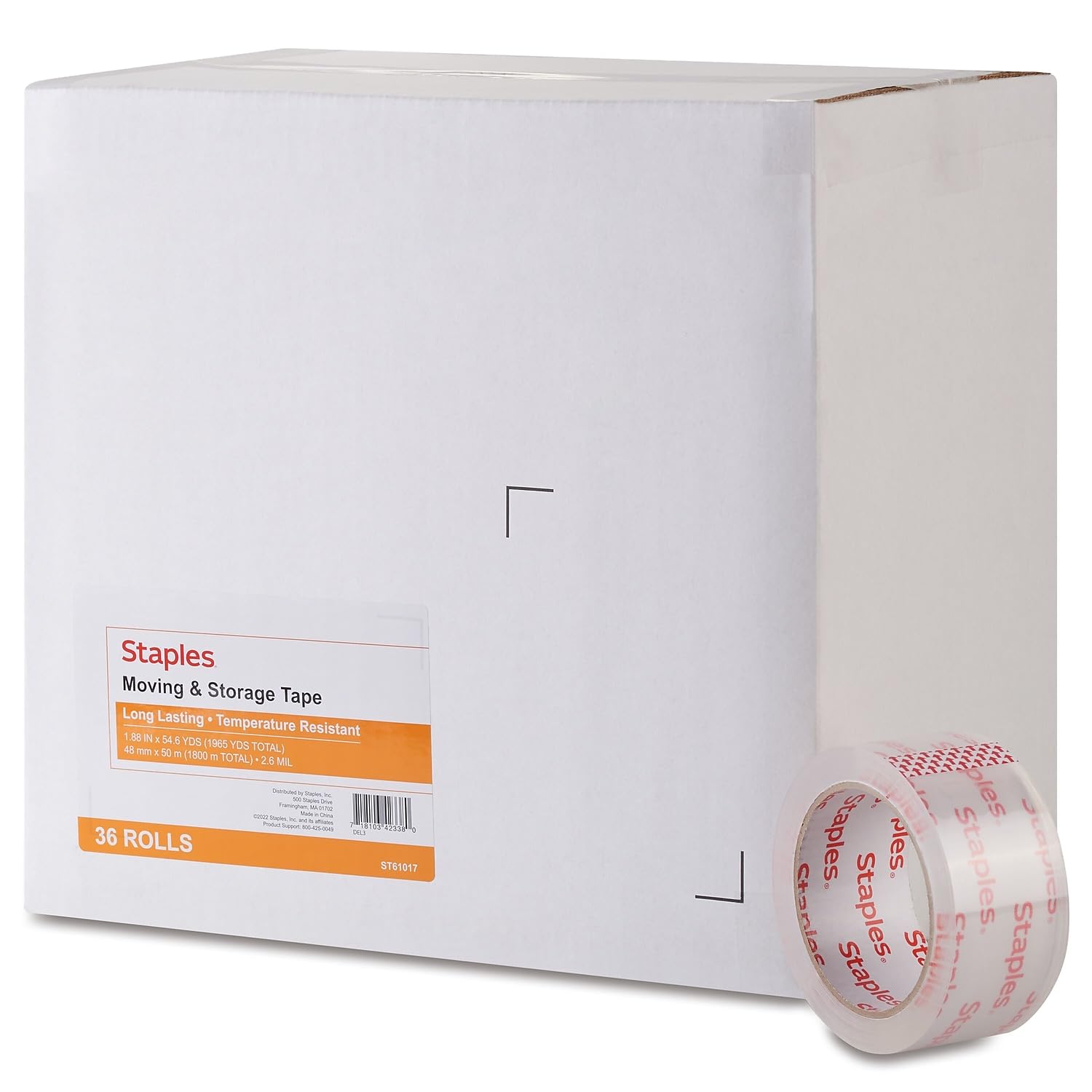 Cinta De Embalaje Staples Moving & Storage, 1,88 Cm X 50 M, Transparente, 36 Rollos - Venta Internacional.