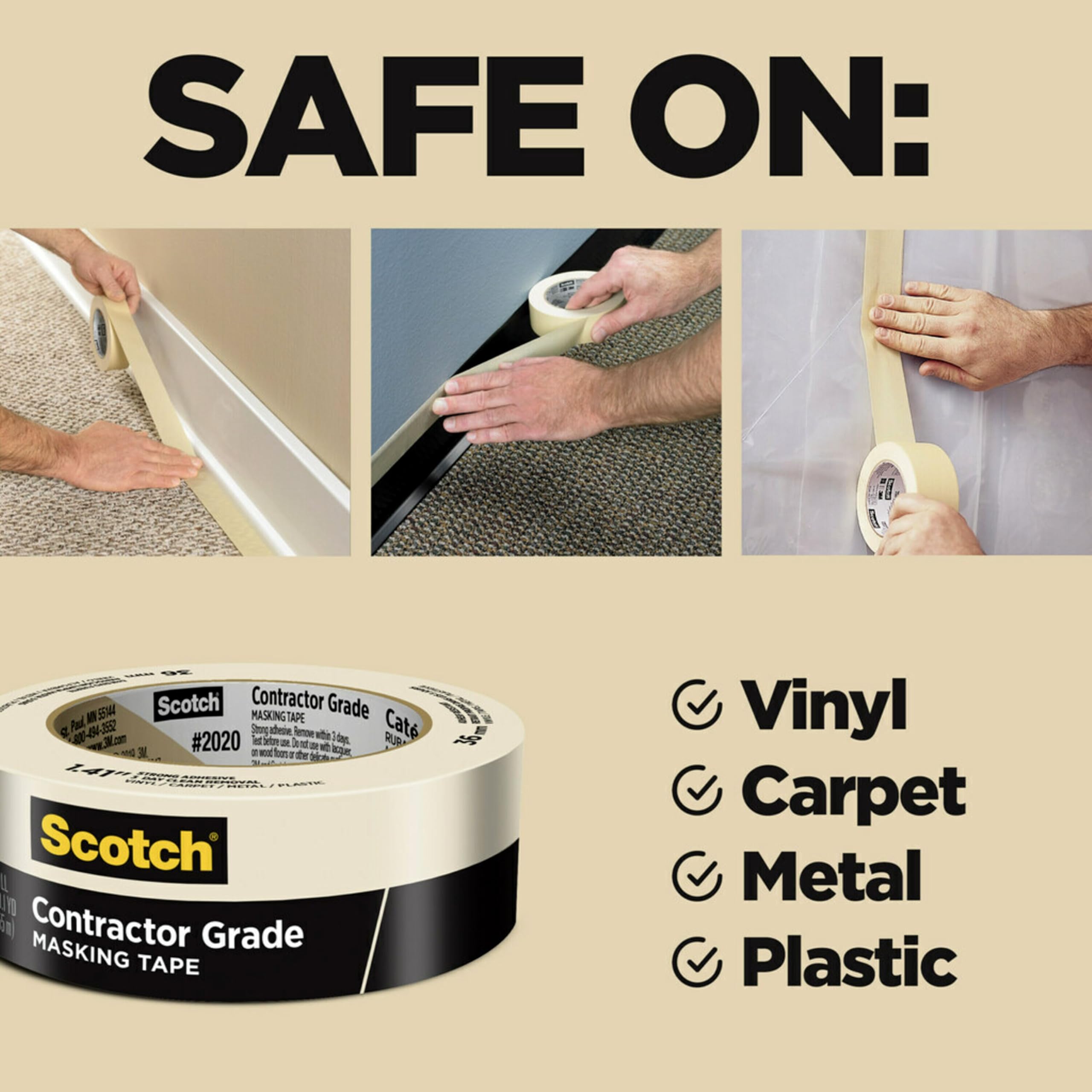 Foto 4 pulgar | Cinta Adhesiva 3m Scotch Contractor, Grado 0,94 Cm X 55 M, Color Canela - Venta Internacional.