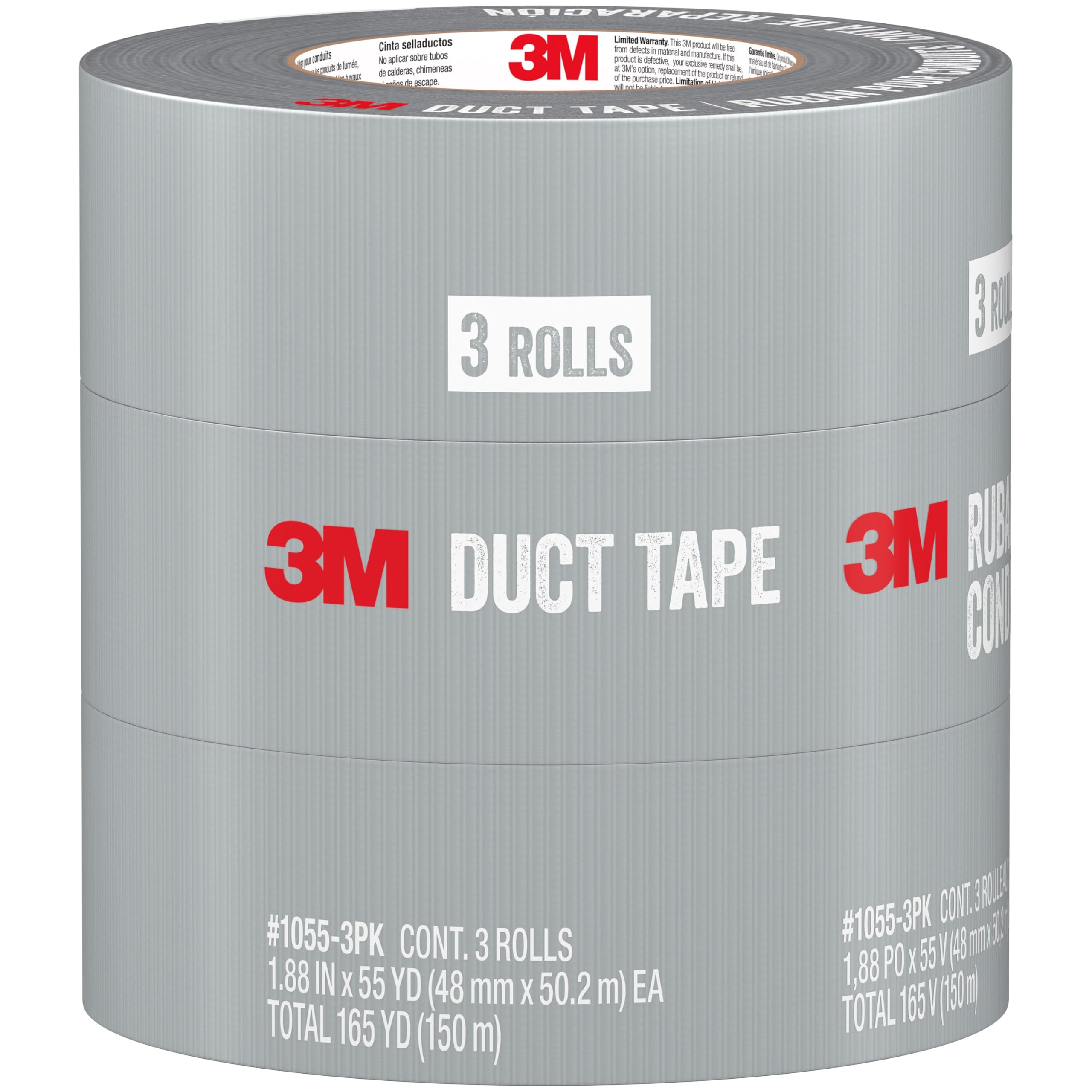 Cinta Adhesiva 3m 1055-3pk, 1,88 Pulgadas X 50 M, Gris Rasgado A Mano, 3 Rollos - Venta Internacional.