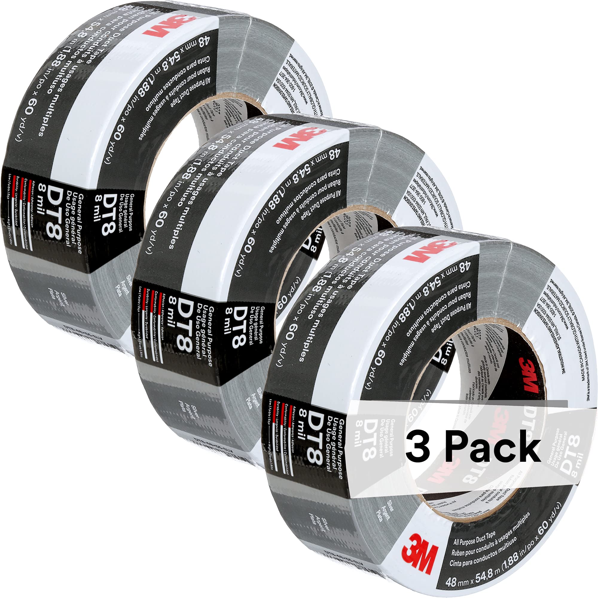 Cinta Adhesiva 3m Dt8 De Resistencia Industrial, 1,88 Cm X 55 M, Paquete De 3 - Venta Internacional.