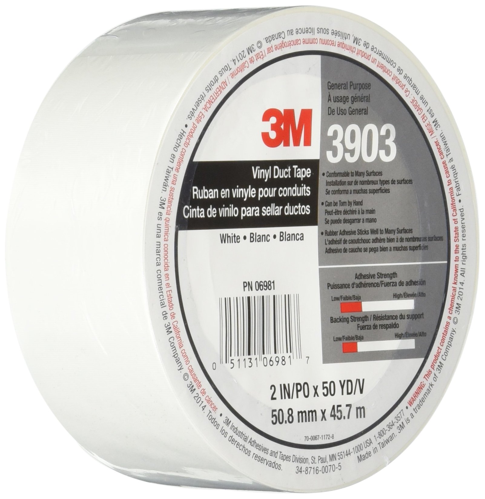 Cinta Adhesiva 3m T9873903w De Vinilo Blanco, 2 Cm X 45 M - Venta Internacional. $887