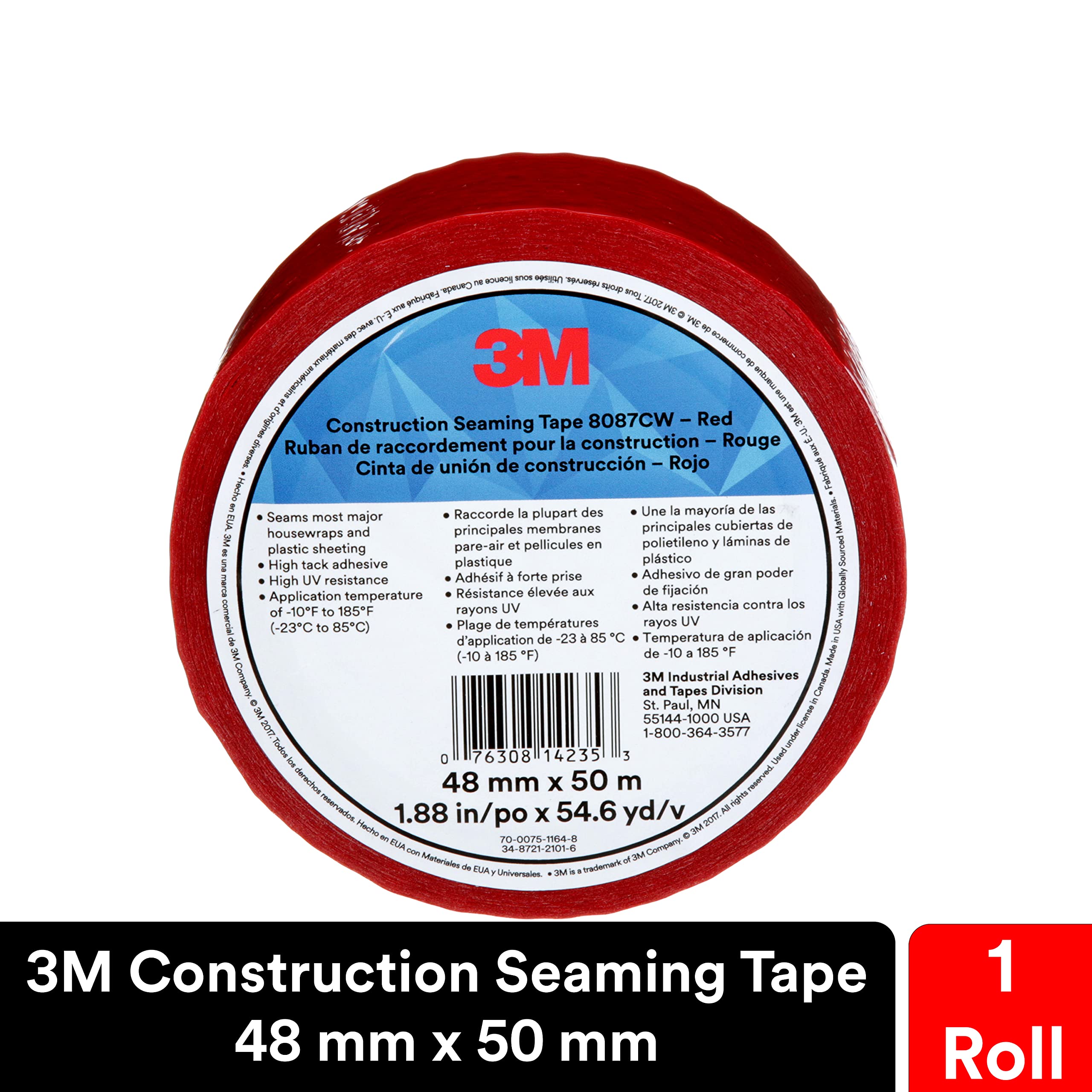 Foto 5 pulgar | Cinta Adhesiva De Construcción 3m 8087cw  1 Rollo  Roja De 48 Mm X 50 M - Venta Internacional.