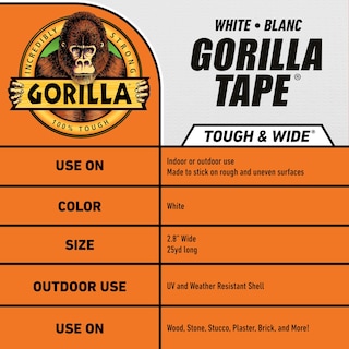 Foto 3 | Cinta Adhesiva Gorilla Tough & Wide Color Blanco 2 88 Cm X 22 86 M (paquete De 4) - Venta Internacional.