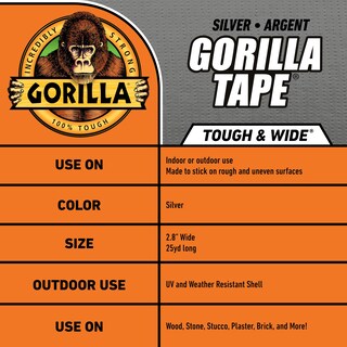 Foto 4 | Cinta Adhesiva Gorilla Tough & Wide Plateada De 2 88 Cm X 22 86 M (paquete De 1) - Venta Internacional.