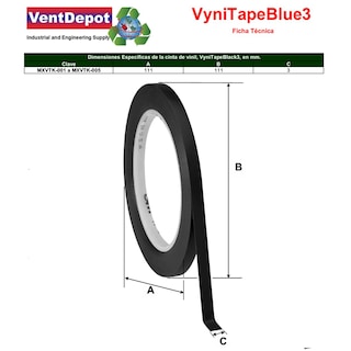 Foto 5 | Cinta Negra Vinil 3mm Precisa Ventdepot Mxvtk-001 1 Pieza Negro
