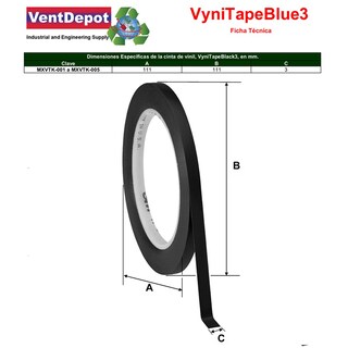 Foto 5 | Cinta De Vinil Negra 3mm Uso Ventdepot Mxvtk-004 4 Piezas Negro