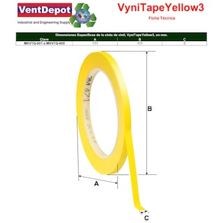 Foto 5 | Cinta Vinil 3mm Amarillo Uso Ventdepot Mxvtq-005 5 Piezas Amarillo