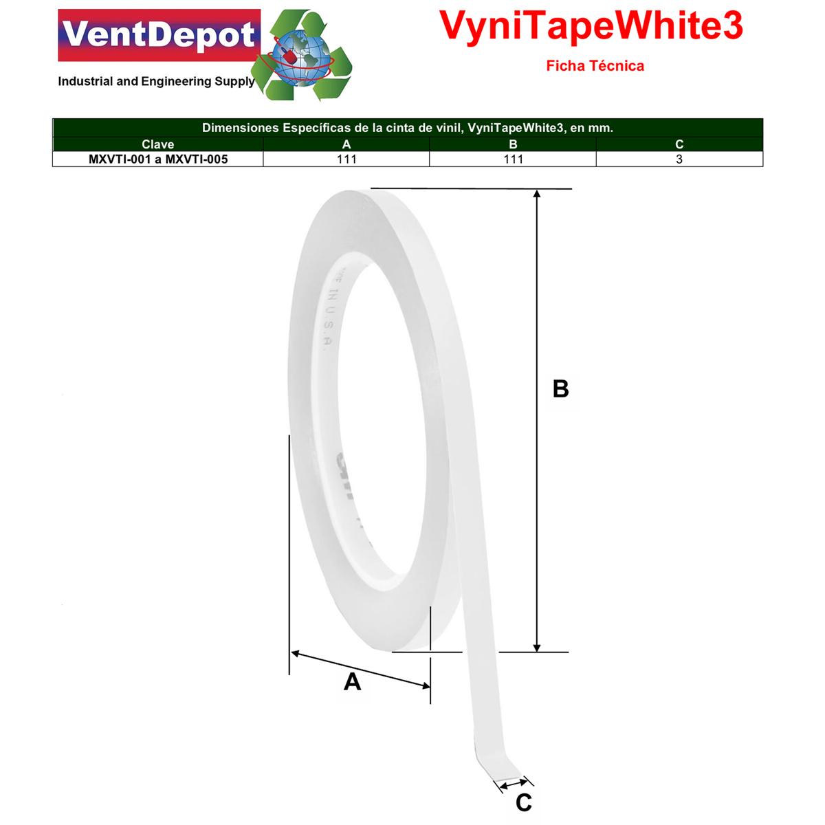 Foto 6 pulgar | Vinil Blanco Adhesivo 3 mm Ventdepot Mxvti-003 3  Piezas Blanco