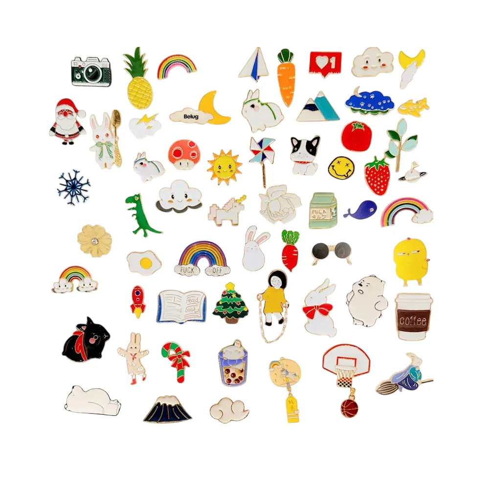 Foto 2 pulgar | Paquete 20 Pines Pack Broches Metalicos Pines Kawaii Al Azar Colores