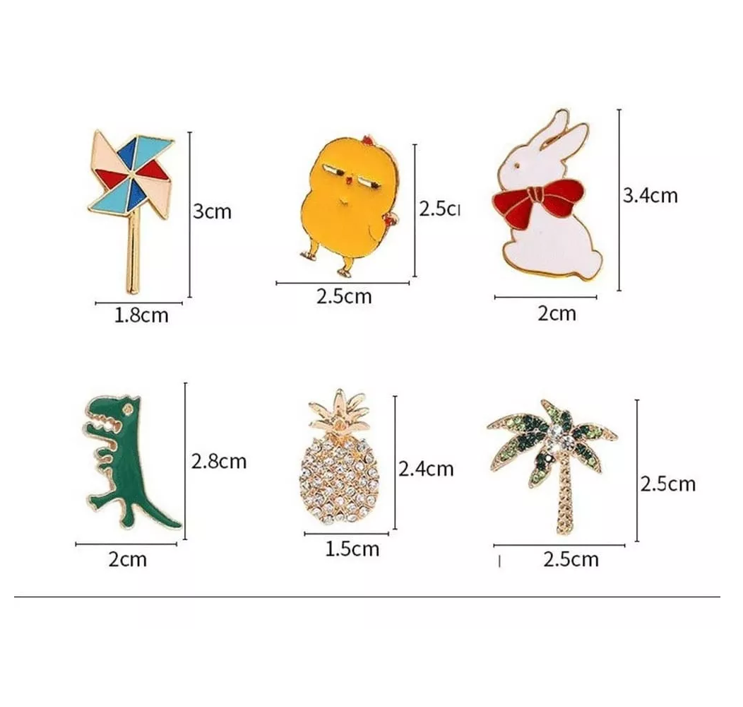 Foto 4 pulgar | Paquete 20 Pines Pack Broches Metalicos Pines Kawaii Al Azar Colores