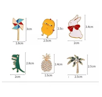 Foto 3 | Paquete 20 Pines Pack Broches Metalicos Pines Kawaii Al Azar Colores