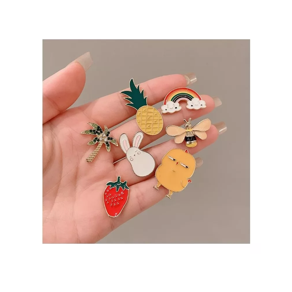 Foto 6 pulgar | Paquete 20 Pines Pack Broches Metalicos Pines Kawaii Al Azar Colores