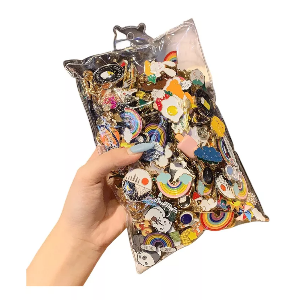 Foto 7 pulgar | Paquete 20 Pines Pack Broches Metalicos Pines Kawaii Al Azar Colores
