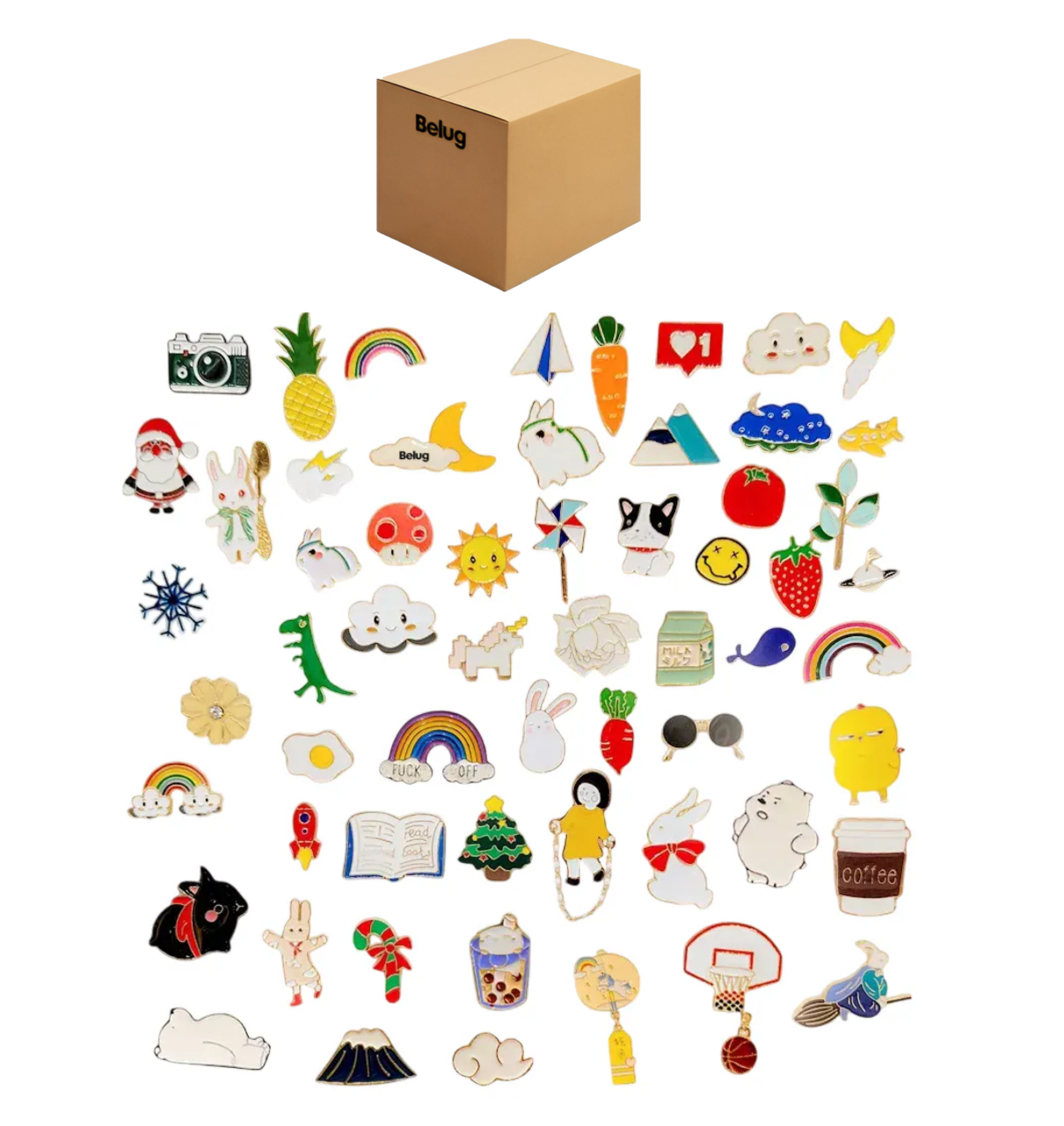 Paquete 20 Pines Pack Broches Metálicos Pines Kawaii Al Azar Belug,  Colores
