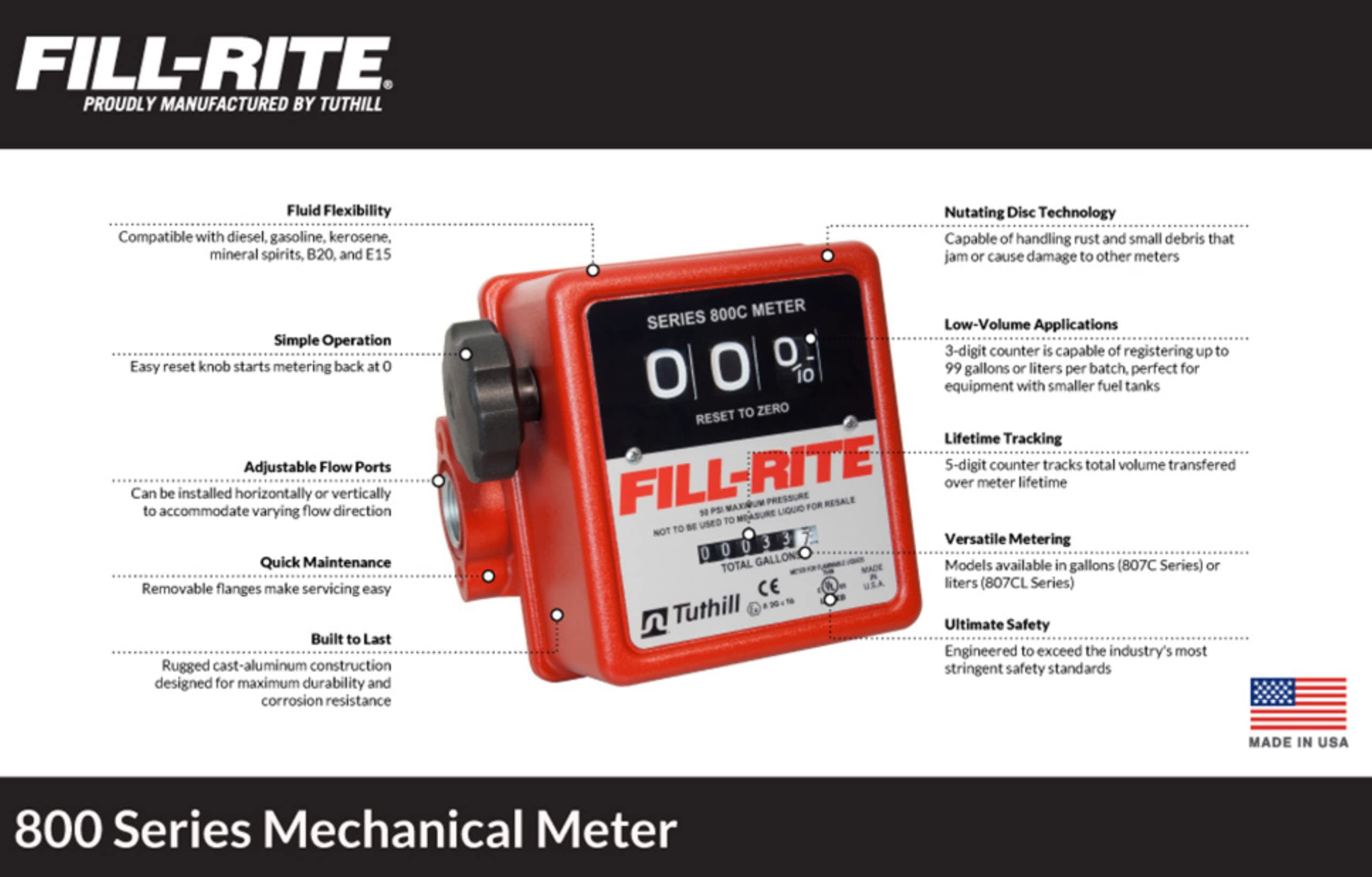 Foto 4 pulgar | Medidor De Transferencia De Combustible Fill-rite 806c Mecánico De 3 Ruedas - Venta Internacional.