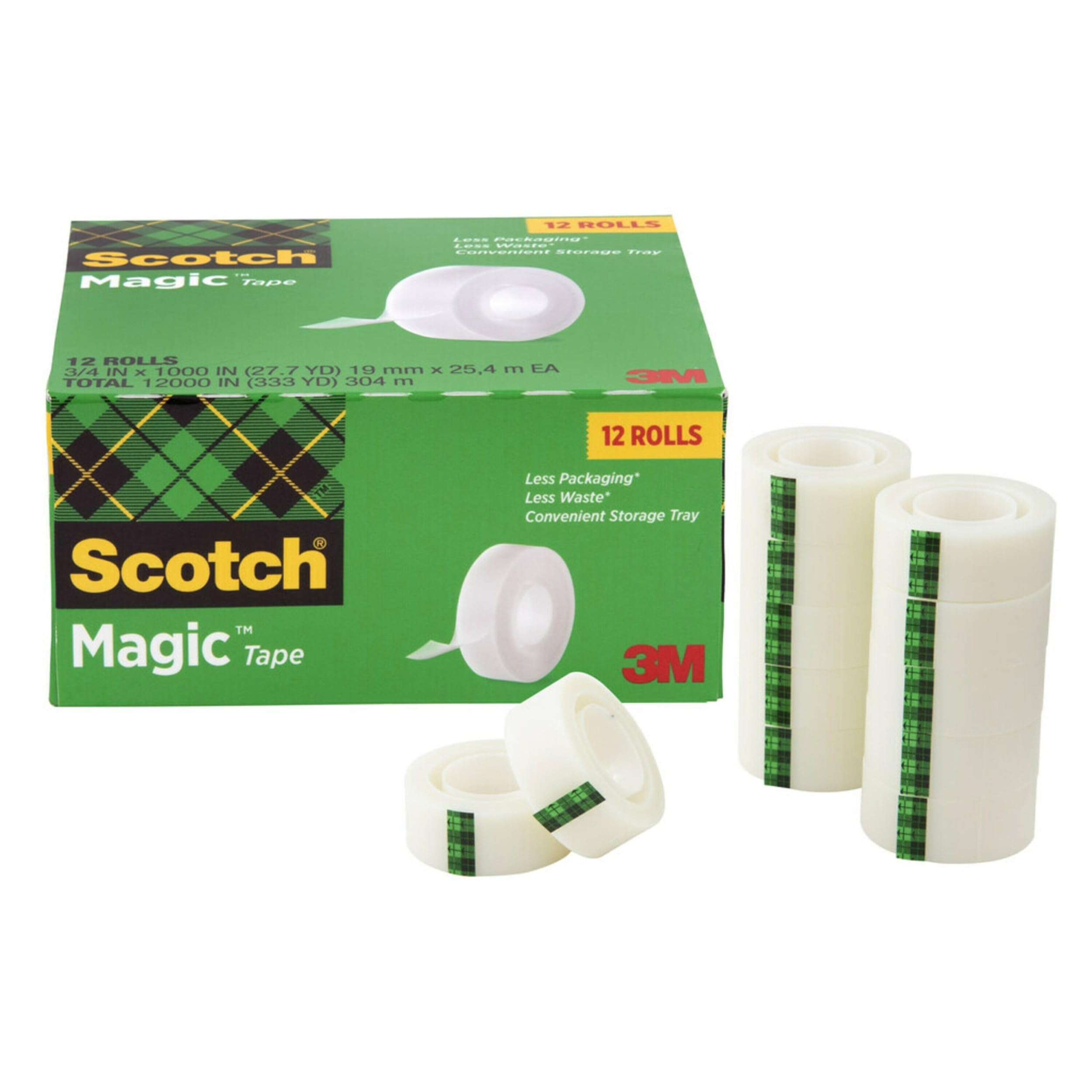 Foto 2 pulgar | 12 Rollos De Cinta Adhesiva Scotch Magic Invisible, 19 Mm X 25 M - Venta Internacional.